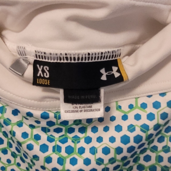 🔥2For$20 Under Armour Tennis/ Golf Skort White Blue Green Geometric Size XS - Picture 2 of 7